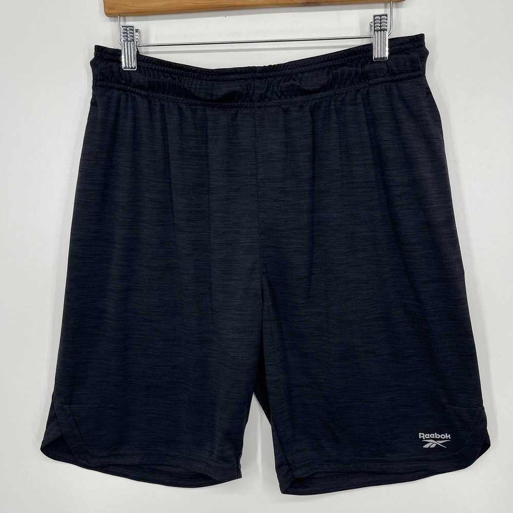 Reebok Mens Athletic Shorts Black Space Dye Performance Gym Running Large 20082